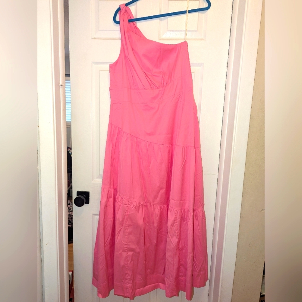 NWT Lilly Pulitzer Confetti Pink Lucilyn One Shoulder Long Dress Sz 14 - Picture 2 of 9
